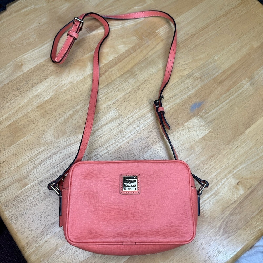 Dooney & Bourke Saffiano Camera Crossbody Purse Handbag Crossbody Orange VTG